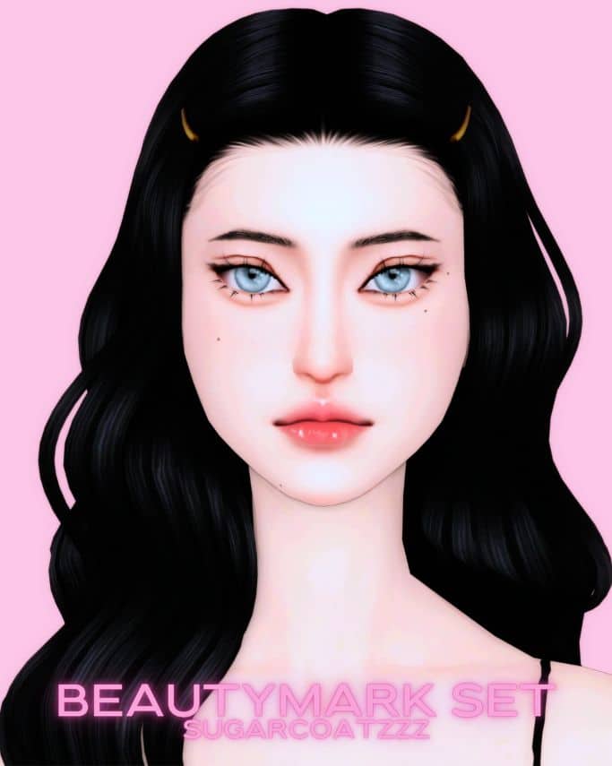 female sim with subtle birthmarks on the face