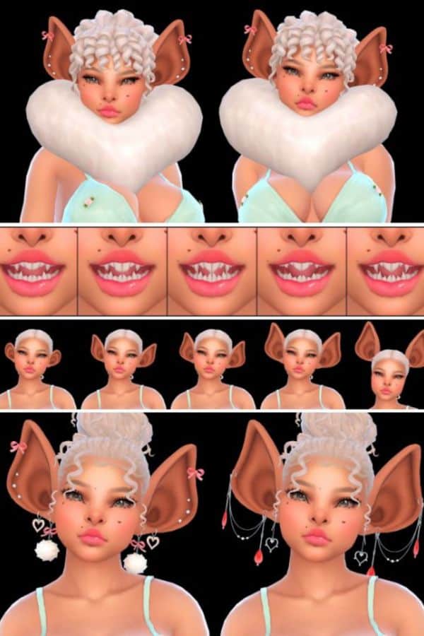 collage of ears, monster teeth and earrings