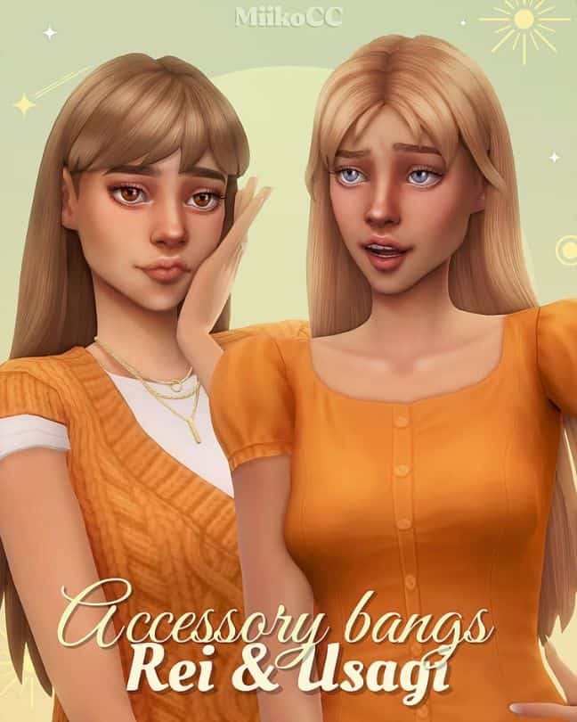 two female sims with different styles of bangs