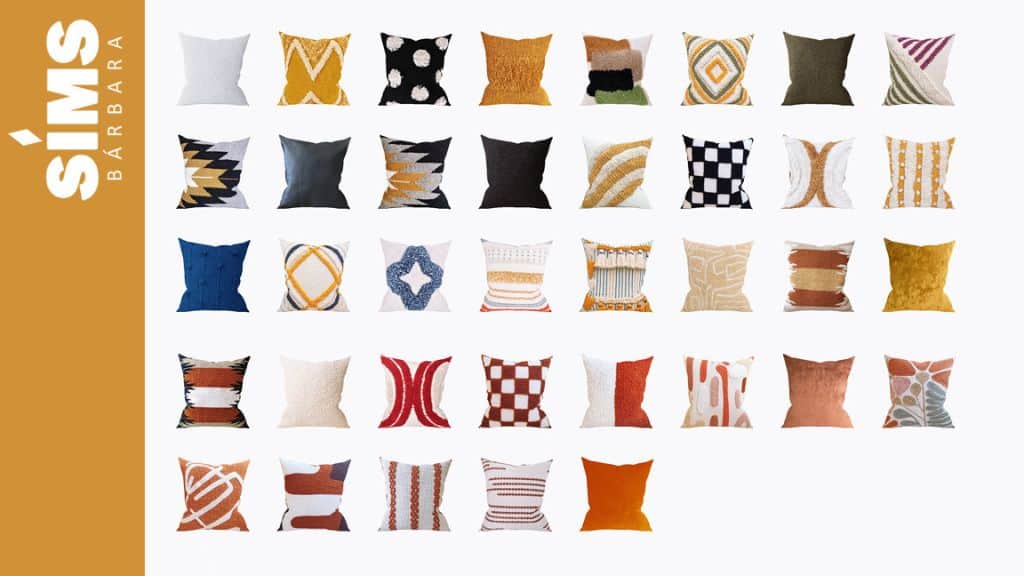 collage of mixed throw pillows