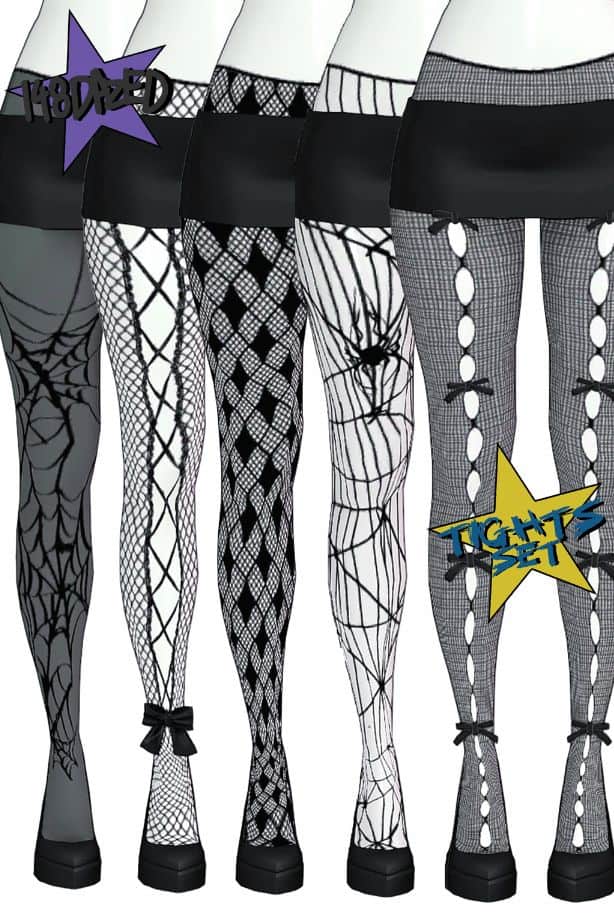 legs modeling different alternative-inspired tights