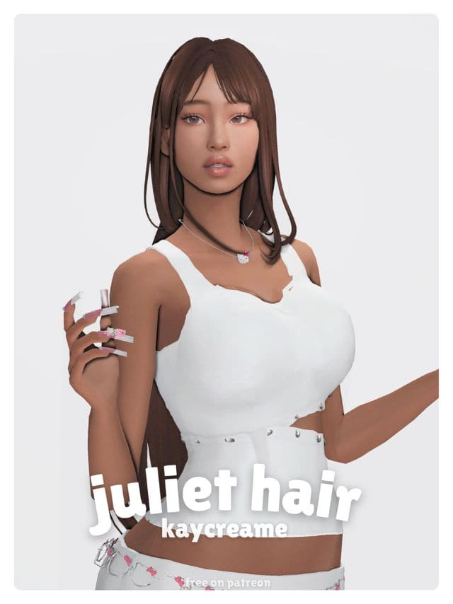 female sims with smooth hip length straight hair