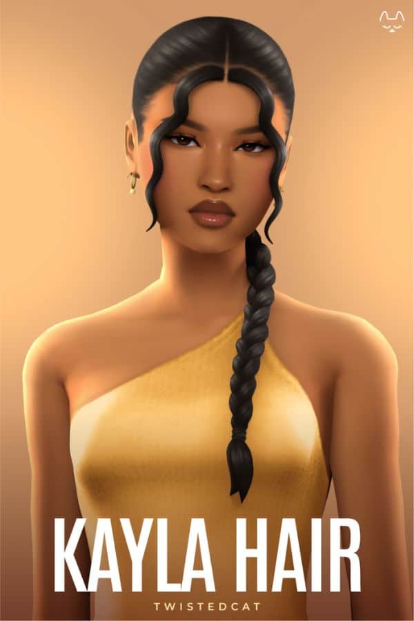 female sims with dark braided ponytail