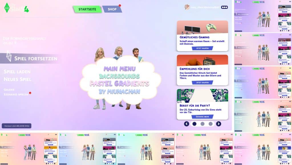 collage of pastel color main menu override options