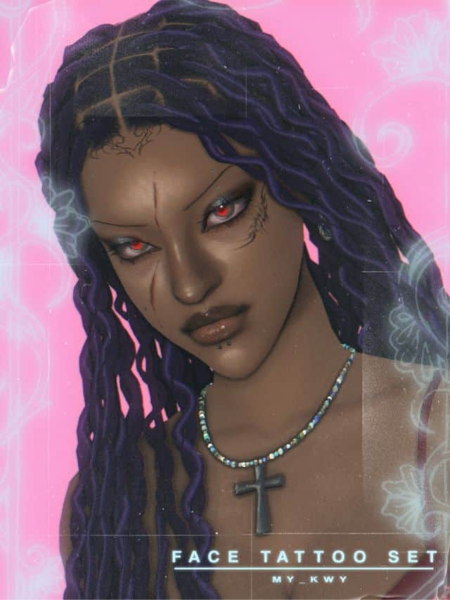 black female sim with face tattoos