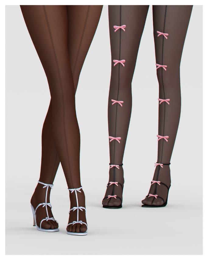 two styles of tights, with and without bows