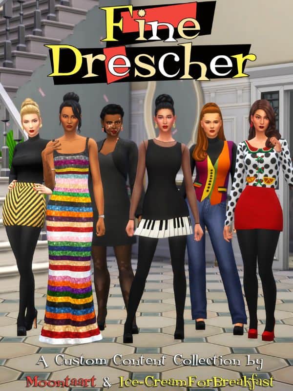 female sims dressed in clothing inspired by the Nanny