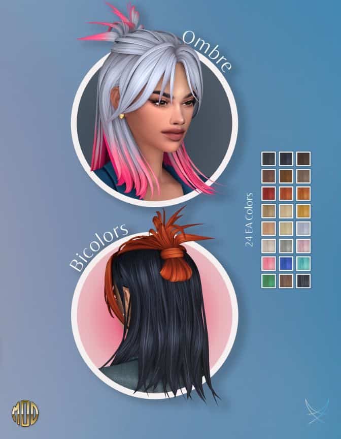 sims with two ombre and bicolor hairstyle