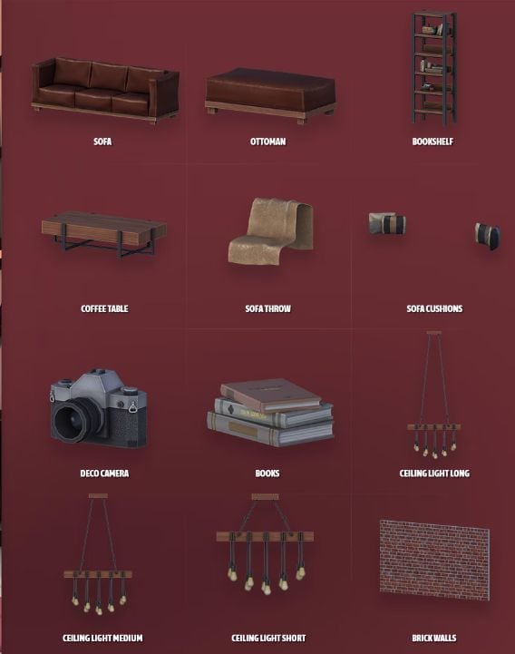 collage of furniture and decor pieces for a bachelor's living room