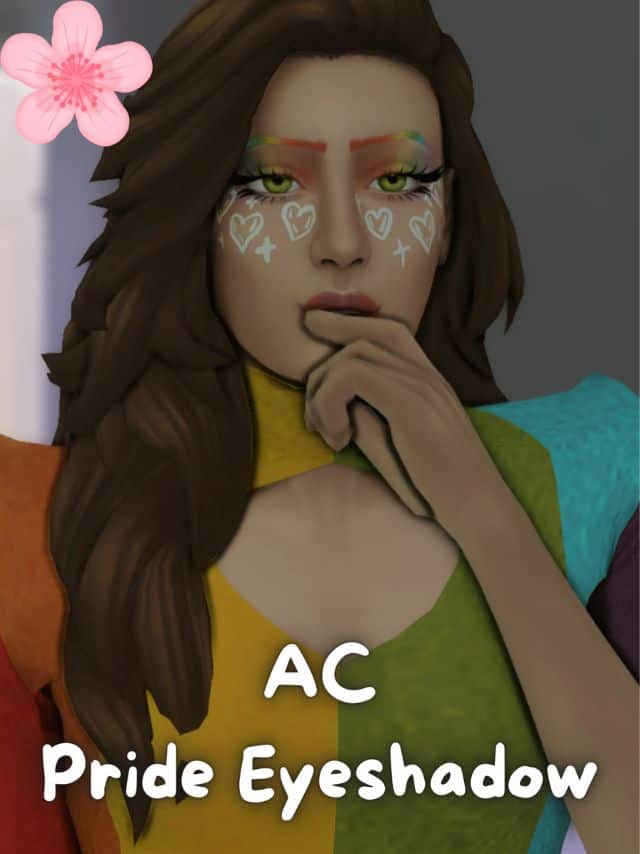 female sim with rainbow eyeshadow