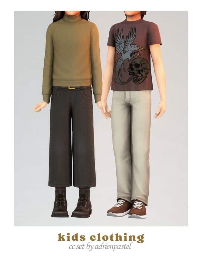 sims kids wearing casual clothing