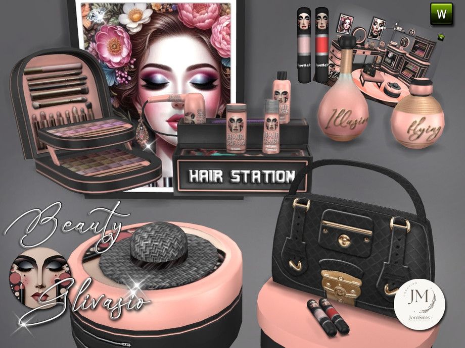 collage of beauty products and furniture