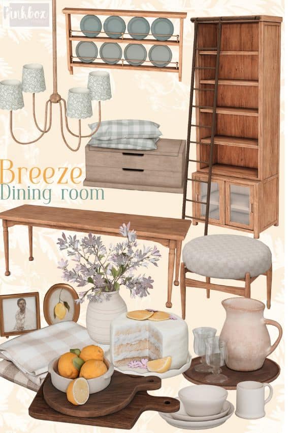 a collage of dining room and decor pieces