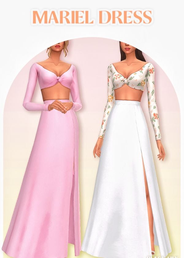 sims wearing two-piece dresses