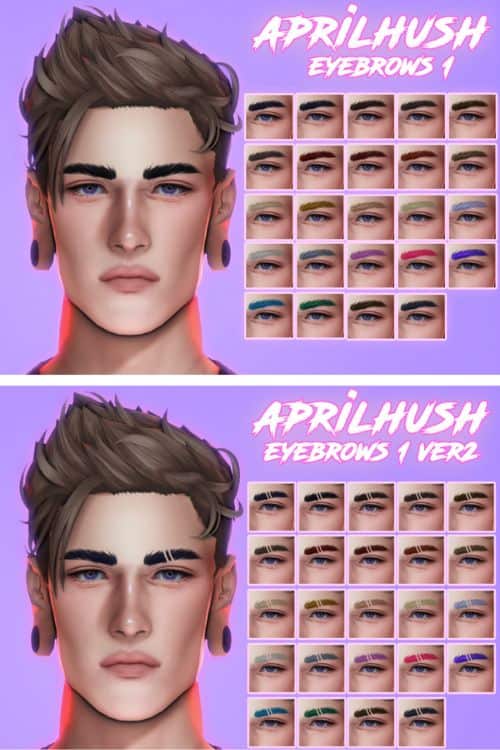 male sims with two styles of eyebrows