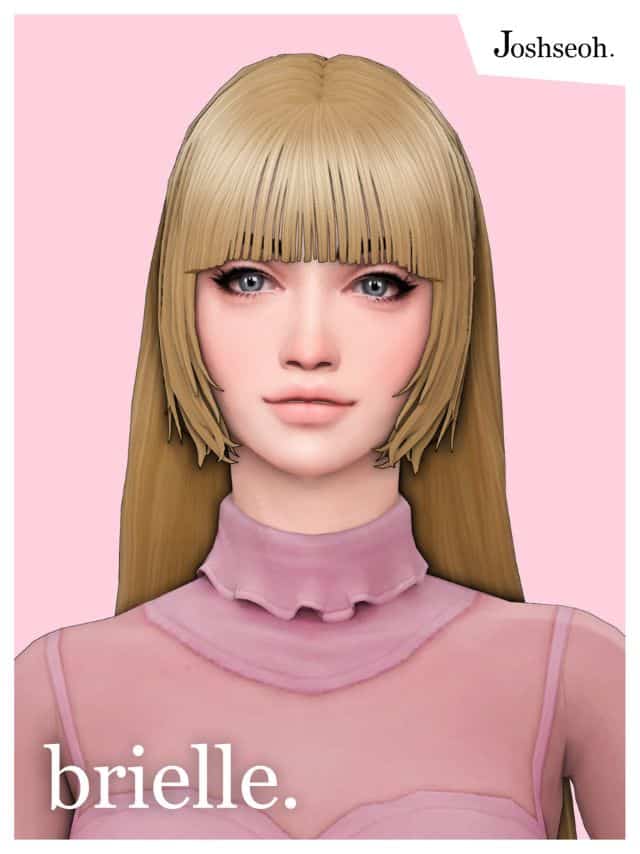female sim with medium brown hair with bangs