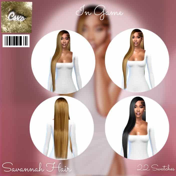black female sims with very long straight hair