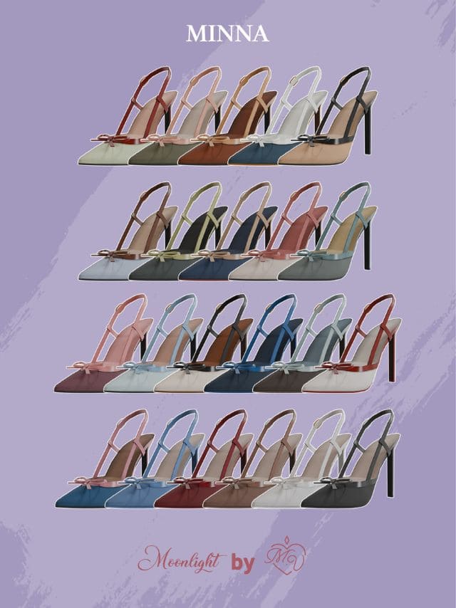 collage of different color slingback heels
