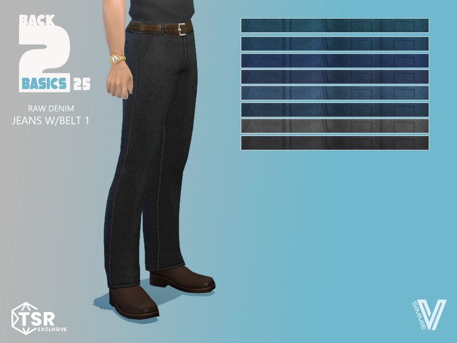 sim modeling dark denim jeans
