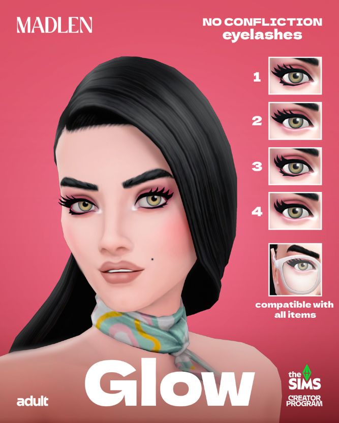female sim with dark black eyelashes