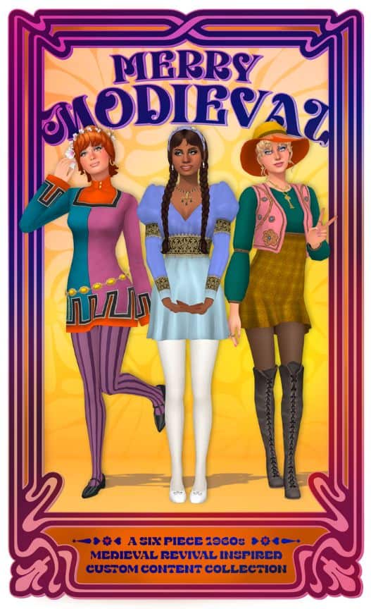 sims dressed in modern style medieval clothing