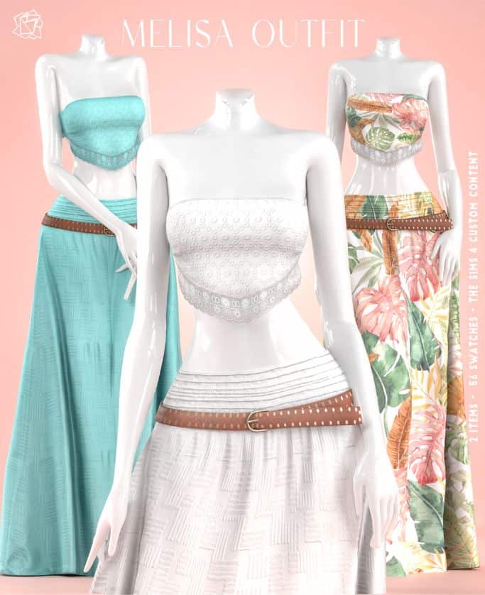 crop top and long skirt show in three color options