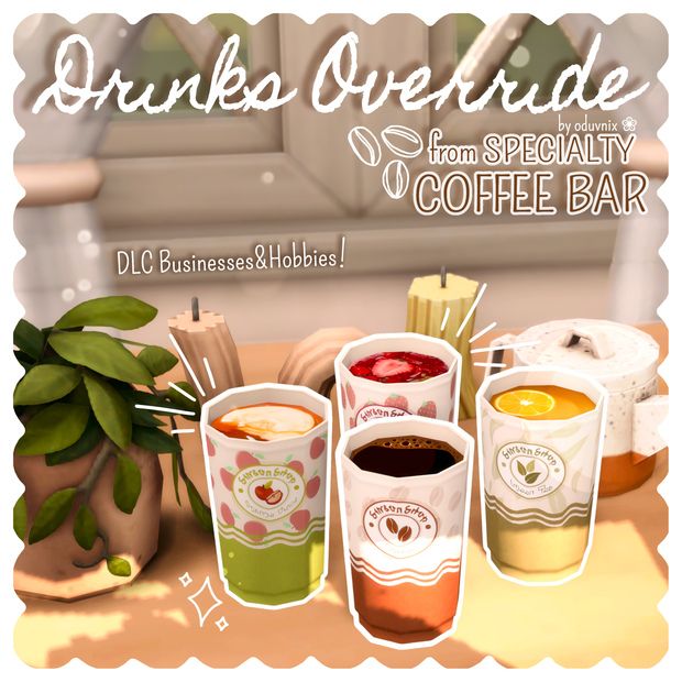 four drinks shown on the counter