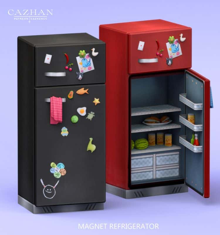 two fridges with mixed magnets