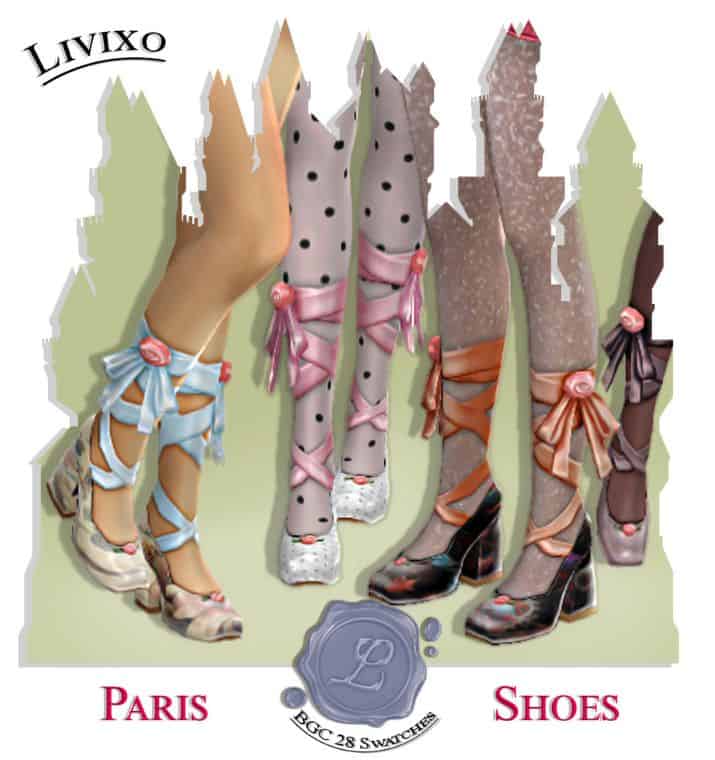 Paris-inspired shoes with ribbons tied around the legs
