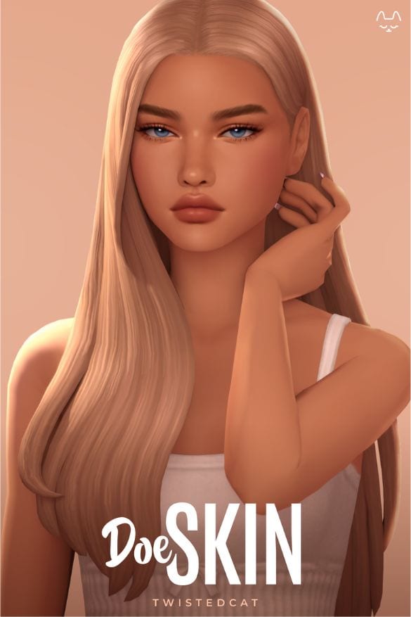 blond female sims with a delicate maxis match skin overlay