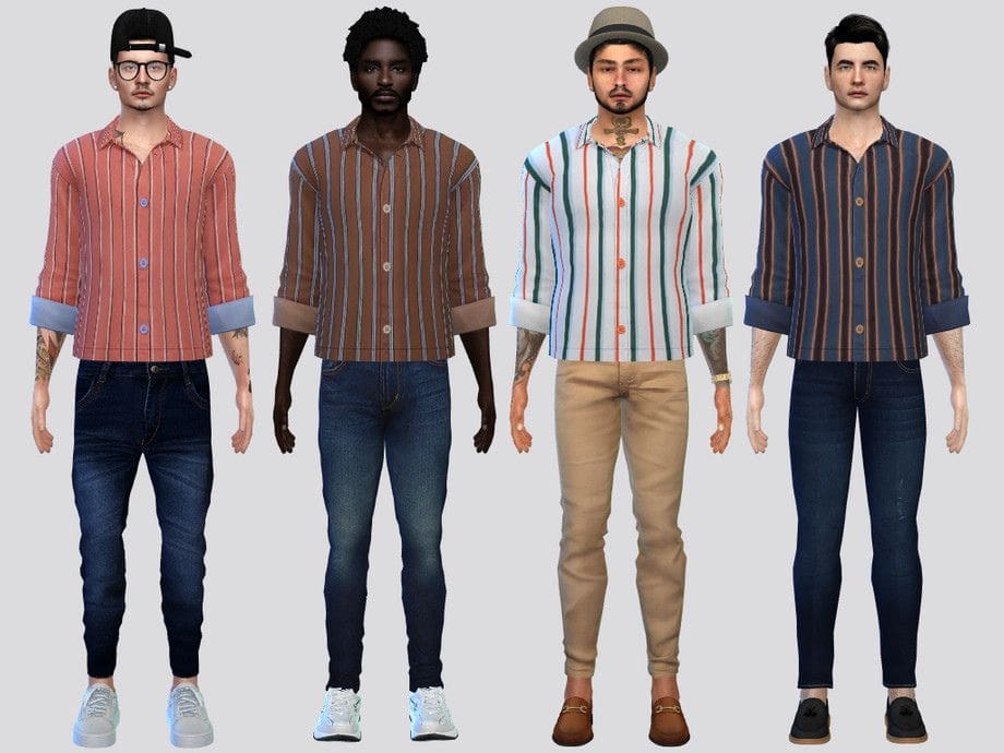 male sims wearing striped shirts