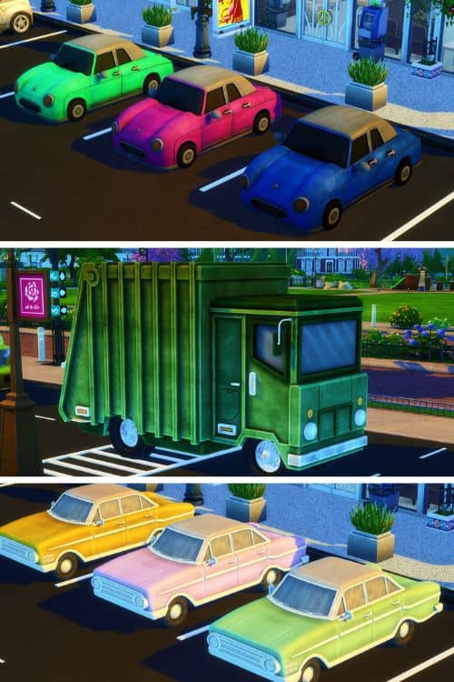 collage of decor cars and a truck