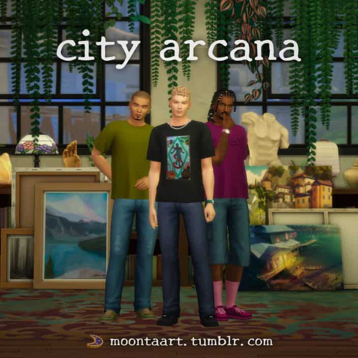 male sims dressed in jeans and Tshirts
