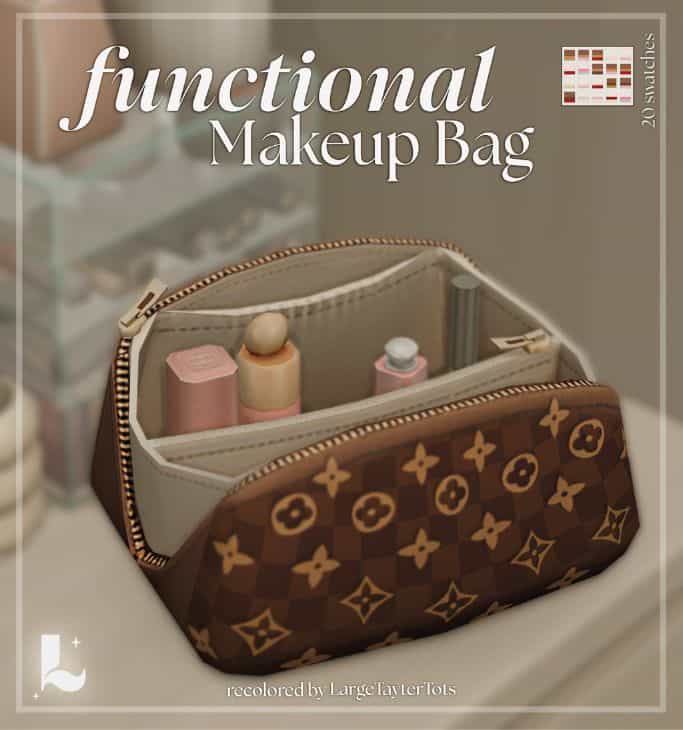 a brown makeup bag