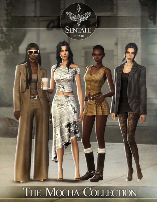 female sims dressed in modern clothing outfits