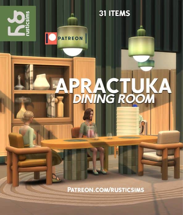 sims sitting at a modern dining room table