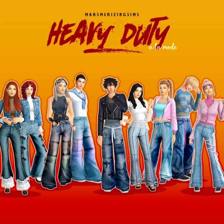 sims dressed in modern denim clothing