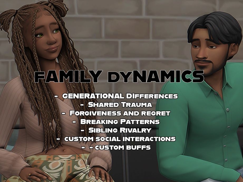 Sims family sitting together