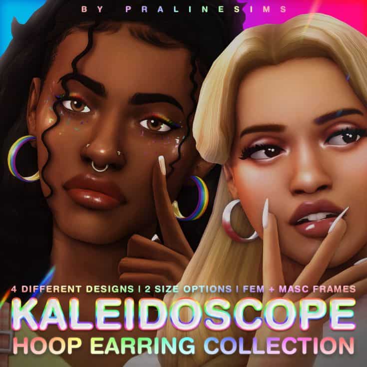female sims wearing multi-color hoop earrnings