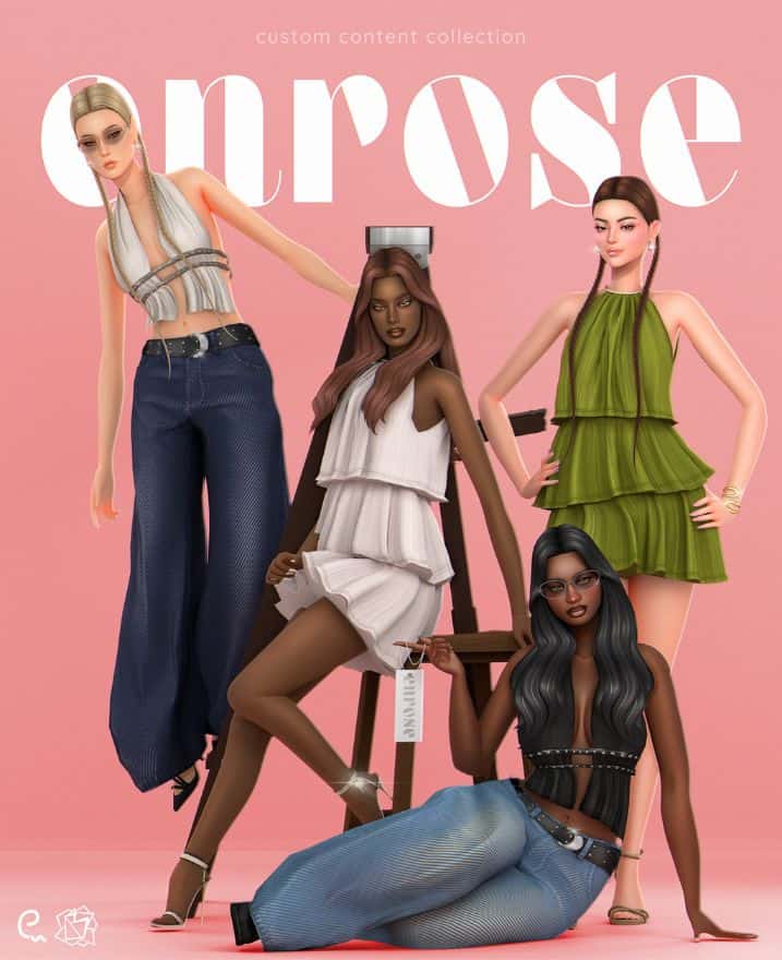 female sims with mixed hairstyles and modern clothing
