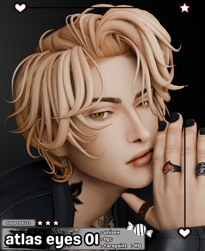 male sim with light, earthy eyes