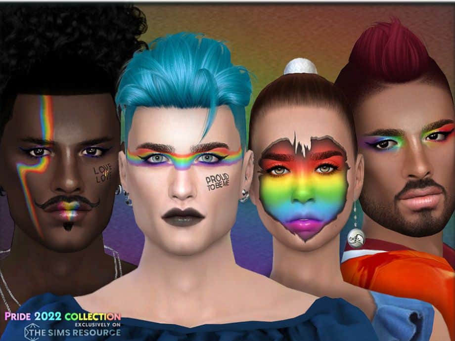 sims with rainbow face motifs