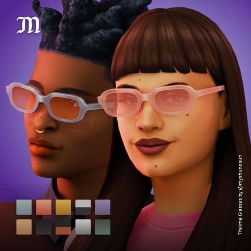 sims wearing glasses with color lenses