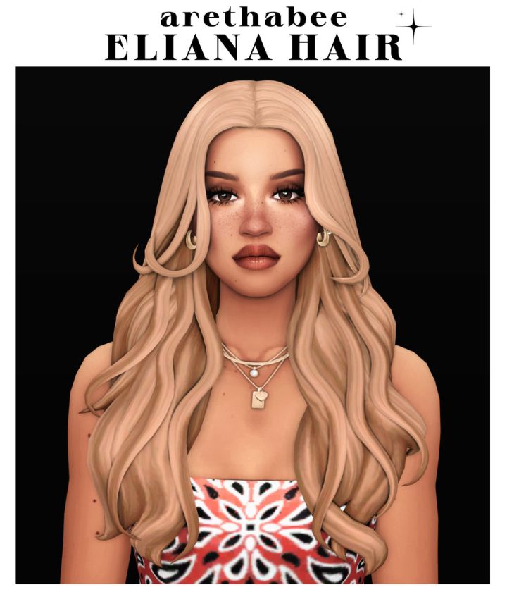 blond female sim with long wavy hair
