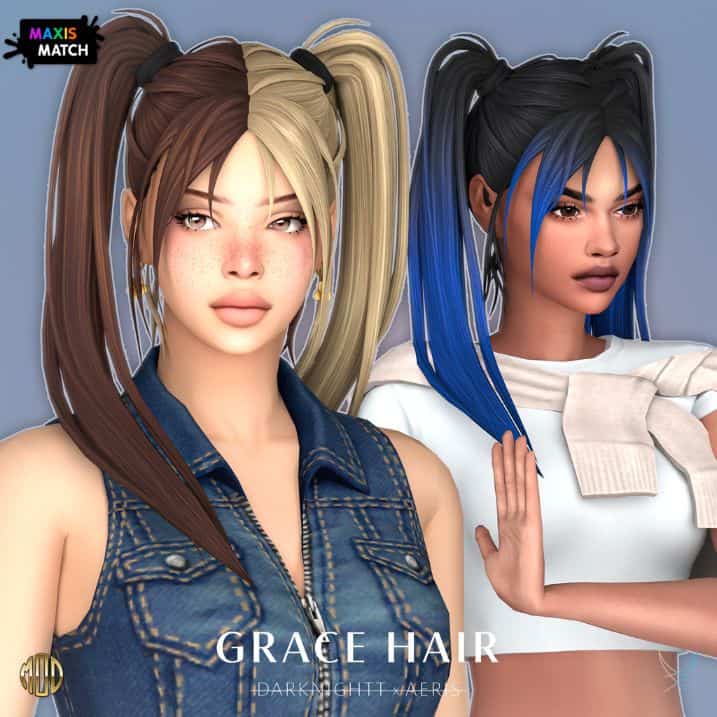 female sim with two tone pigtails