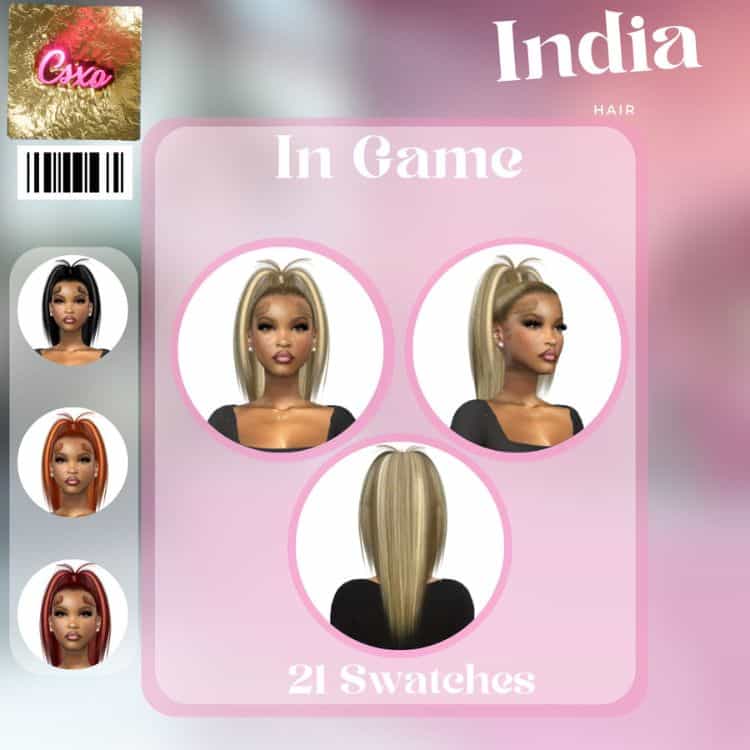collage showing black female sims with high ponytails from different angles