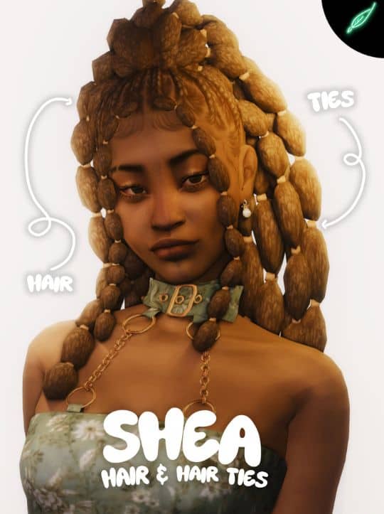 black female sim with textured bubble braids