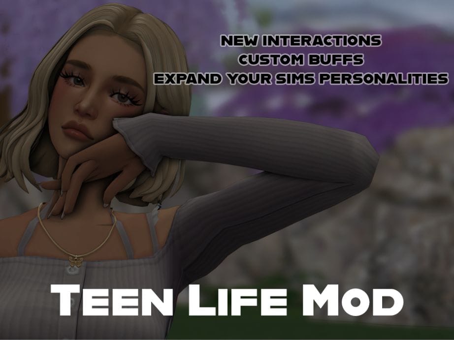 blond teen sim leaning on her arm