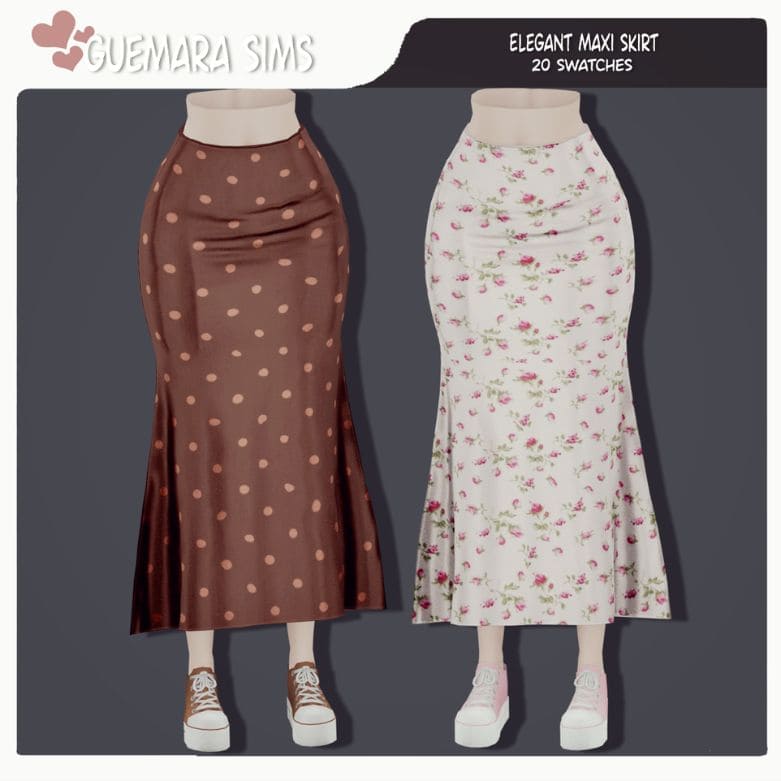 elegant maxi skirts with polka dot and floral patterns