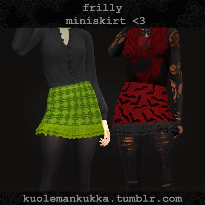 sims wearing miniskirts with lace hems